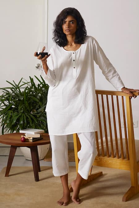 Kharakapas Handloom Cotton Tunic & Pant Set 