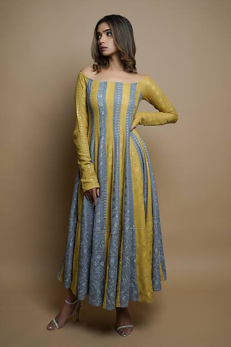 Buy Ahi Clothing Yellow Kurta- Chikankari Georgette Palazzo- Cotton Silk And Anarkali Set Online at Aza Fashions Buy_Ahi Clothing_Yellow Kurta- Chikankari Georgette Palazzo- Cotton Silk And Anarkali Set _Online_at_Aza_Fashions