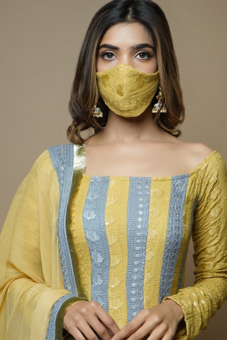 Ahi Clothing Yellow Kurta- Chikankari Georgette Palazzo- Cotton Silk And Anarkali Set at Aza Fashions Ahi Clothing_Yellow Kurta- Chikankari Georgette Palazzo- Cotton Silk And Anarkali Set _at_Aza_Fashions