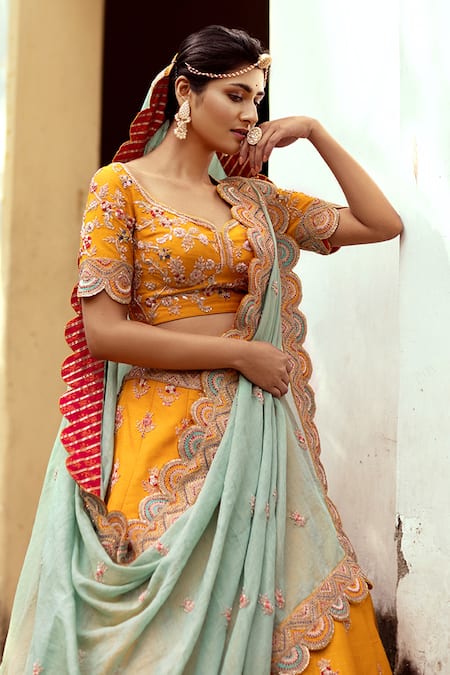 Pallavi Poddar Ganga Floral Embroidered Bridal Lehenga Set 