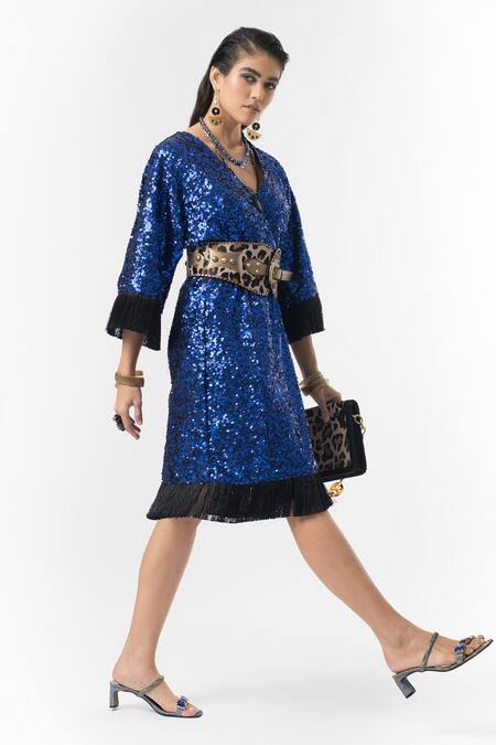 Rara Avis Blue Sequin Embroidered Dress Online at Aza Fashions Rara Avis_Blue Sequin Embroidered Dress _Online_at_Aza_Fashions