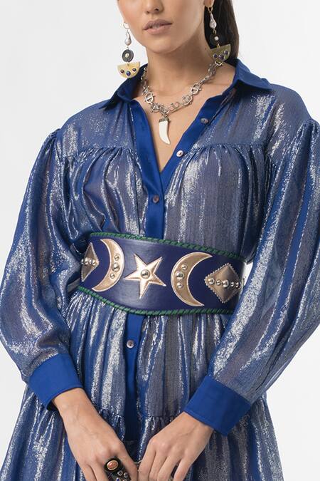 Buy_Rara Avis_Blue Tiered Shirt Dress _Online_at_Aza_Fashions