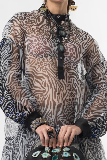 Buy Rara Avis Black Zebra Print Sheer Dress Online at Aza Fashions Buy_Rara Avis_Black Zebra Print Sheer Dress _Online_at_Aza_Fashions