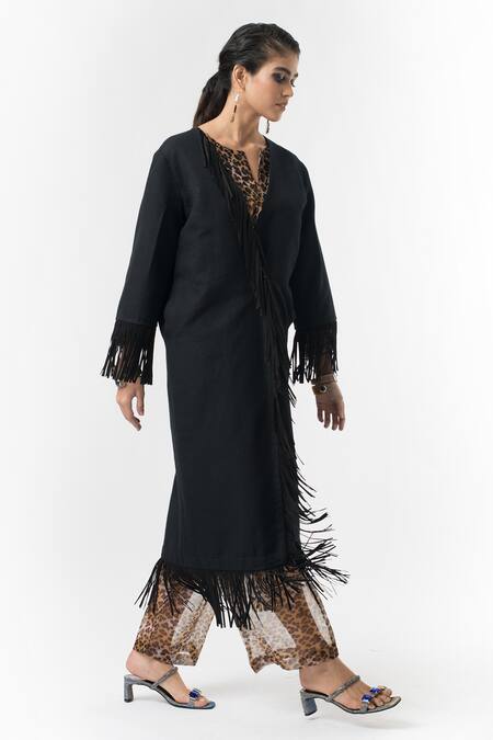 Rara Avis Black Wool Overlap Style Jacket Online at Aza Fashions Rara Avis_Black Wool Overlap Style Jacket _Online_at_Aza_Fashions