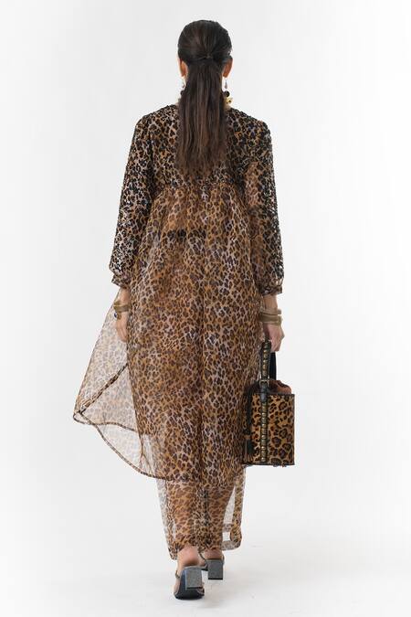 Shop Rara Avis Yellow Leopard Print Tunic And Pant Set at Aza Fashions Shop_Rara Avis_Yellow Leopard Print Tunic And Pant Set _at_Aza_Fashions