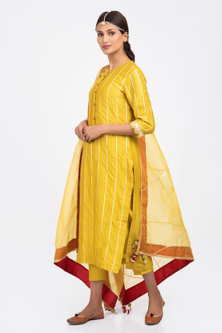 Kalakari by Akanksha Silk Chanderi Kurta Pant Set 