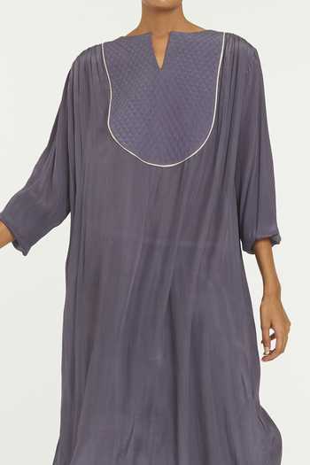Buy_Three_Purple Crepe Notched Quilted Yoke Tunic_Online_at_Aza_Fashions