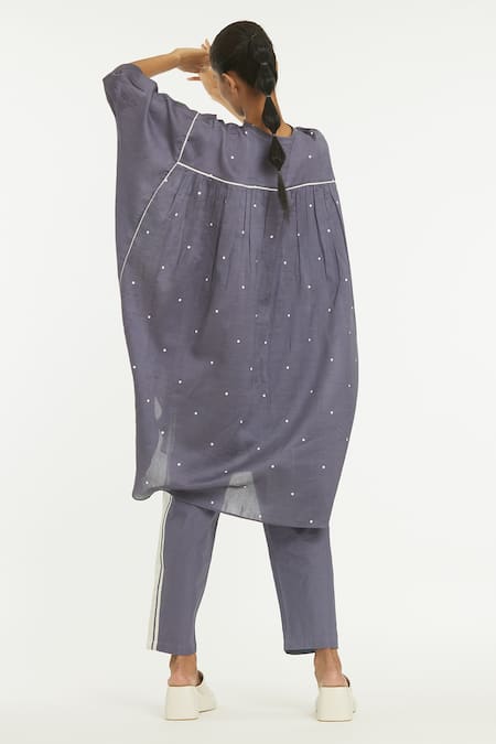 Shop Three Purple 100% Cotton Poplin Stripes Slim Fit Pants at Aza Fashions Shop_Three_Purple 100% Cotton Poplin Stripes Slim Fit Pants _at_Aza_Fashions