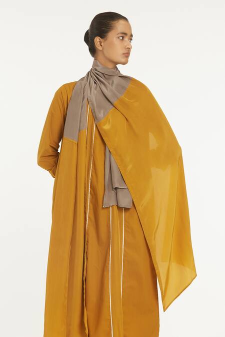 Shop Three Yellow Color Block Scarf at Aza Fashions Shop_Three_Yellow Color Block Scarf_at_Aza_Fashions