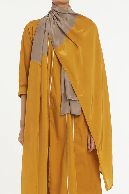Three Yellow Color Block Scarf Online at Aza Fashions Three_Yellow Color Block Scarf_Online_at_Aza_Fashions