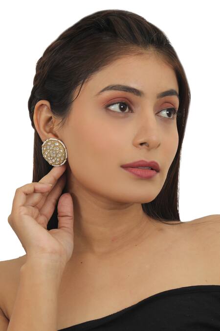 Buy Riana Jewellery Gold Plated Pearls, Glitter, Stones Jadtar Encrusted Necklace Set Online at Aza Fashions Buy_Riana Jewellery_Gold Plated Pearls, Glitter, Stones Jadtar Encrusted Necklace Set _Online_at_Aza_Fashions