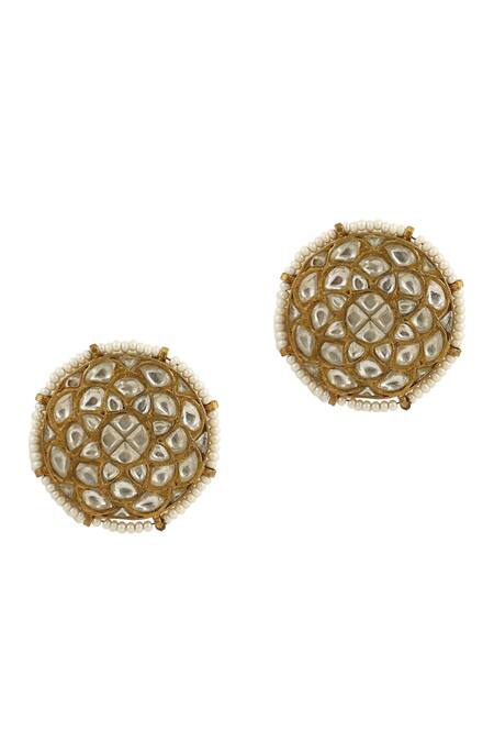 Shop Riana Jewellery Gold Plated Pearls, Glitter, Stones Jadtar Encrusted Necklace Set Online at Aza Fashions Shop_Riana Jewellery_Gold Plated Pearls, Glitter, Stones Jadtar Encrusted Necklace Set _Online_at_Aza_Fashions