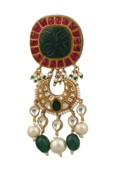 Riana Jewellery Gold Plated Pearls, Diamonds, Stones Floral Choker Set at Aza Fashions Riana Jewellery_Gold Plated Pearls, Diamonds, Stones Floral Choker Set _at_Aza_Fashions