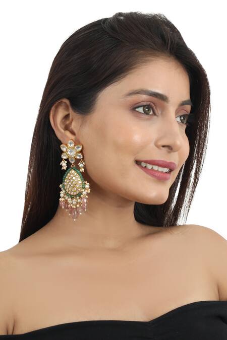 Buy_Riana Jewellery_Gold Plated Pearls, Diamonds, Stones Embellished Choker Set _Online_at_Aza_Fashions