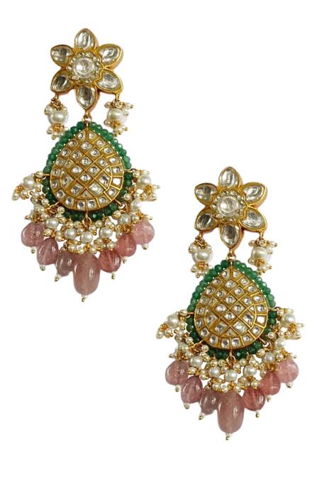 Shop_Riana Jewellery_Gold Plated Pearls, Diamonds, Stones Embellished Choker Set _Online_at_Aza_Fashions