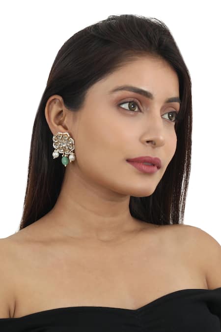 Buy_Riana Jewellery_Gold Plated Pearls, Diamonds, Stones Multi Layered Beaded Choker Set _Online_at_Aza_Fashions