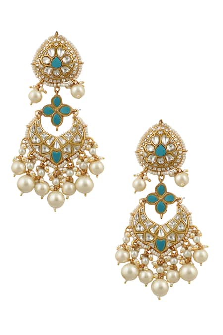 Shop Riana Jewellery Blue Pearls, Diamonds, Crystals Drop Necklace Set Online at Aza Fashions Shop_Riana Jewellery_Blue Pearls, Diamonds, Crystals Drop Necklace Set _Online_at_Aza_Fashions