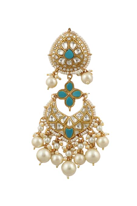 Riana Jewellery Blue Pearls, Diamonds, Crystals Drop Necklace Set at Aza Fashions Riana Jewellery_Blue Pearls, Diamonds, Crystals Drop Necklace Set _at_Aza_Fashions