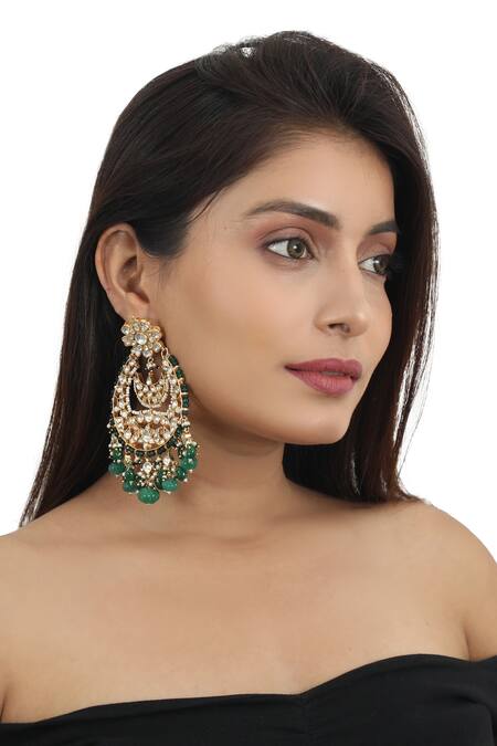 Buy_Riana Jewellery_Gold Plated Pearls, Diamonds, Crystals Geometric Stone Choker Set _Online_at_Aza_Fashions