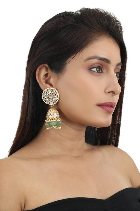 Buy_Riana Jewellery_Gold Plated Pearls, Gota Patti, Stones Embellished Choker Set _Online_at_Aza_Fashions