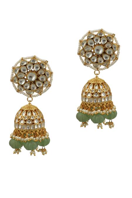 Shop_Riana Jewellery_Gold Plated Pearls, Gota Patti, Stones Embellished Choker Set _Online_at_Aza_Fashions