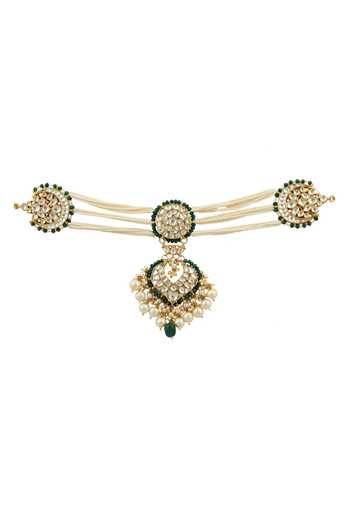 Riana Jewellery Gold Plated Pearls, Stones Pendant Drop Choker Set Online at Aza Fashions Riana Jewellery_Gold Plated Pearls, Stones Pendant Drop Choker Set _Online_at_Aza_Fashions