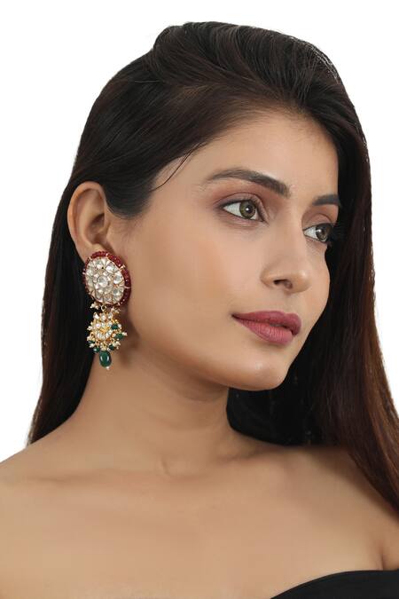 Buy_Riana Jewellery_Gold Plated Pearls, Diamonds, Stones Multi Beaded Layered Choker Set _Online_at_Aza_Fashions