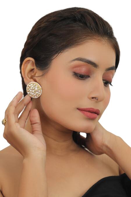 Buy Riana Jewellery Gold Plated Pearls, Glitter, Stones Embellished Choker Set Online at Aza Fashions Buy_Riana Jewellery_Gold Plated Pearls, Glitter, Stones Embellished Choker Set _Online_at_Aza_Fashions