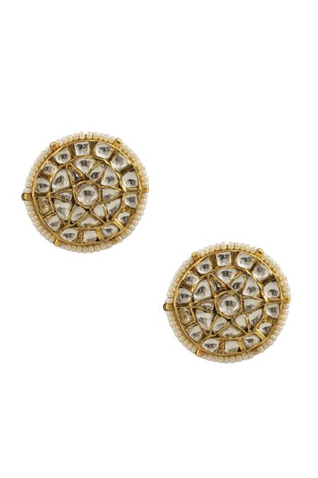 Shop Riana Jewellery Gold Plated Pearls, Glitter, Stones Embellished Choker Set Online at Aza Fashions Shop_Riana Jewellery_Gold Plated Pearls, Glitter, Stones Embellished Choker Set _Online_at_Aza_Fashions