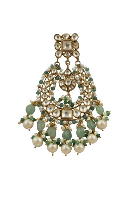 Riana Jewellery_Gold Plated Pearls, Diamonds, Stones Beaded Chandbalis _Online_at_Aza_Fashions