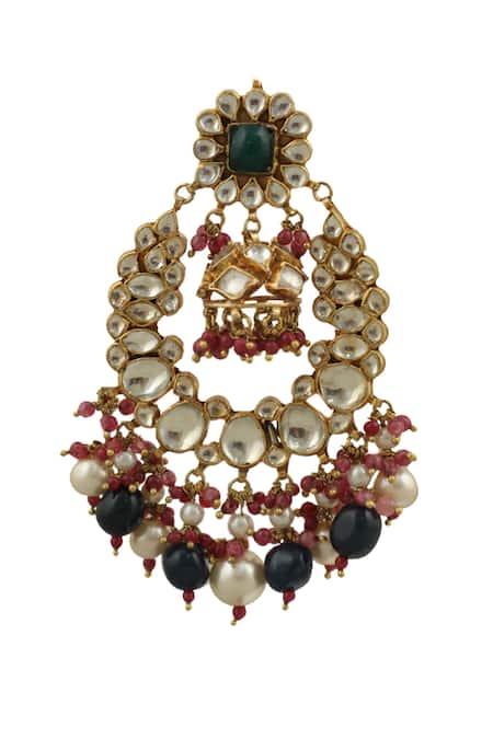 Riana Jewellery_Gold Plated Pearls, Diamonds, Stones Encrusted Chandbalis _Online_at_Aza_Fashions