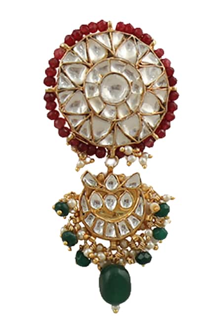 Riana Jewellery_Gold Plated Pearls, Diamonds, Stones Jadtar Earrings _Online_at_Aza_Fashions