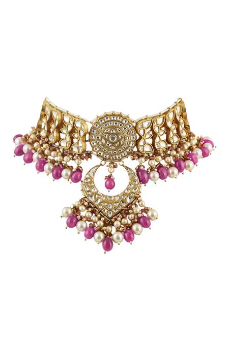 Buy Riana Jewellery Gold Plated Pearls Jadtar Stone Encrusted Choker Set Online at Aza Fashions Buy_Riana Jewellery_Gold Plated Pearls Jadtar Stone Encrusted Choker Set _Online_at_Aza_Fashions