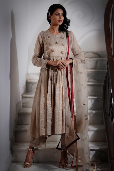 Rhua India Zardozi Embroidered Anarkali Set 