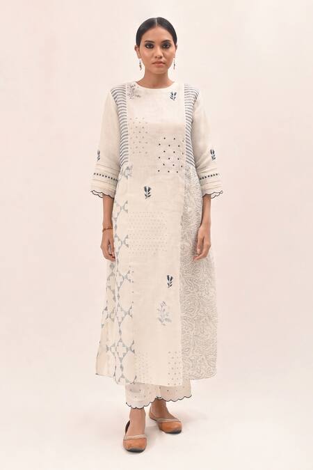 Buy Arcvsh By Pallavi Singh Ivory , Gauze Floral, Geometric Round Printed Kurta Pant Set Online at Aza Fashions Buy_Arcvsh By Pallavi Singh_Ivory , Gauze Floral, Geometric Round Printed Kurta Pant Set_Online_at_Aza_Fashions