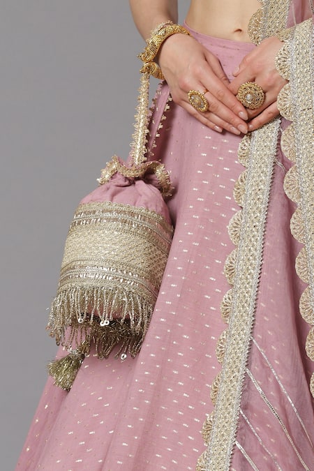 Shikhar Sharma_Purple Blouse Chinon And Dupatta Silk Organza, Lehenga Cotton Chanderi Set _at_Aza_Fashions