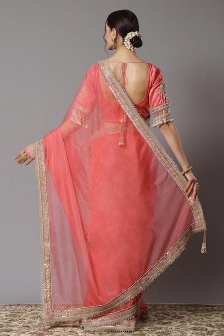 Shikhar Sharma Embroidered Border Saree With Blouse 