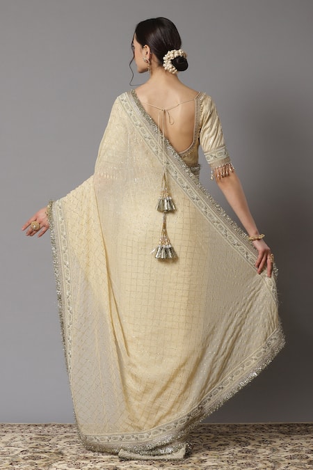 Shikhar Sharma Checkered Pattern Saree With Blouse 