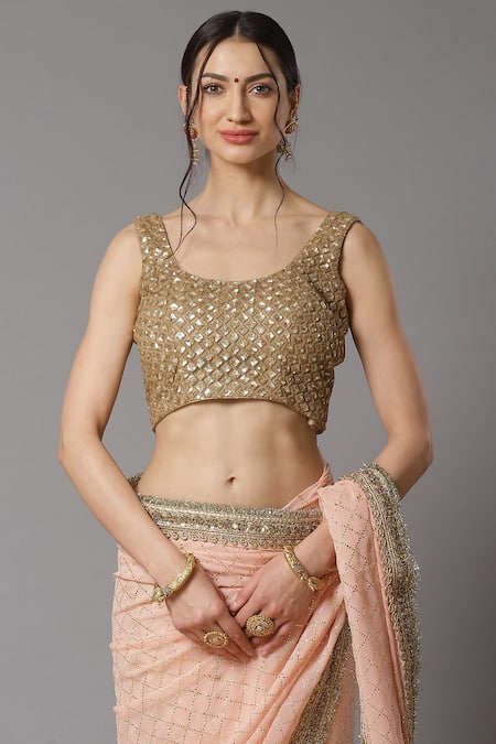 Buy Shikhar Sharma Pink Saree Georgette And Blouse Silk Chanderi Lining Checkered Pattern With Online at Aza Fashions Buy_Shikhar Sharma_Pink Saree Georgette And Blouse Silk Chanderi Lining Checkered Pattern With _Online_at_Aza_Fashions