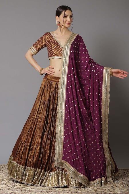 SHIKHAR SHARMA Metallic Chanderi Lehenga Set 