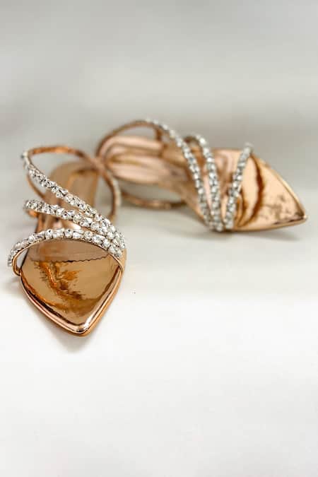 Shop The Alter Pink Rhinestones Kiara Embellished Metallic Kitten Heels at Aza Fashions Shop_The Alter_Pink Rhinestones Kiara Embellished Metallic Kitten Heels _at_Aza_Fashions