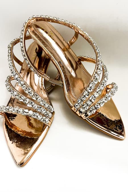 The Alter Pink Rhinestones Kiara Embellished Metallic Kitten Heels Online at Aza Fashions The Alter_Pink Rhinestones Kiara Embellished Metallic Kitten Heels _Online_at_Aza_Fashions