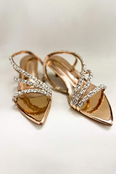 Buy The Alter Pink Rhinestones Kiara Embellished Metallic Kitten Heels Online at Aza Fashions Buy_The Alter_Pink Rhinestones Kiara Embellished Metallic Kitten Heels _Online_at_Aza_Fashions