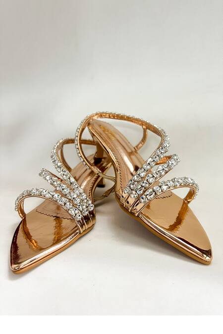 Shop The Alter Pink Rhinestones Kiara Embellished Metallic Kitten Heels Online at Aza Fashions Shop_The Alter_Pink Rhinestones Kiara Embellished Metallic Kitten Heels _Online_at_Aza_Fashions