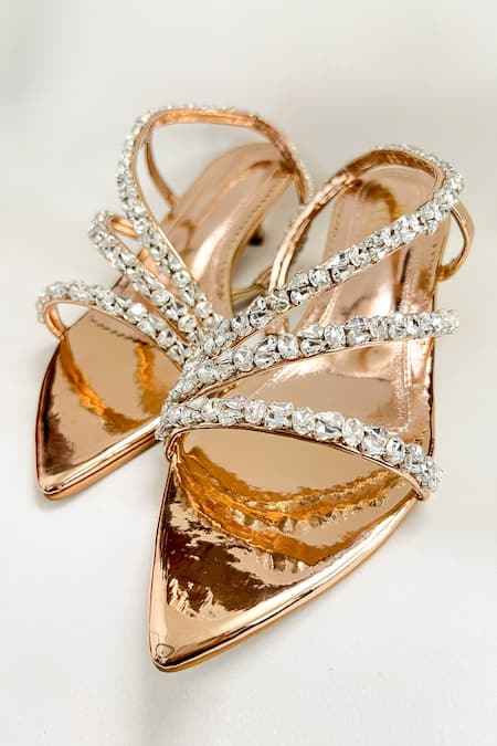 The Alter Pink Rhinestones Kiara Embellished Metallic Kitten Heels at Aza Fashions The Alter_Pink Rhinestones Kiara Embellished Metallic Kitten Heels _at_Aza_Fashions