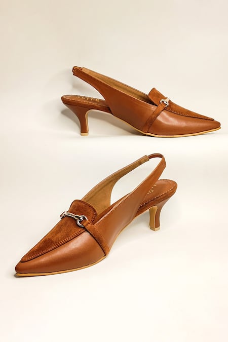 Shop The Alter Brown Audrey Slingback Stiletto Heels Online at Aza Fashions Shop_The Alter_Brown Audrey Slingback Stiletto Heels _Online_at_Aza_Fashions