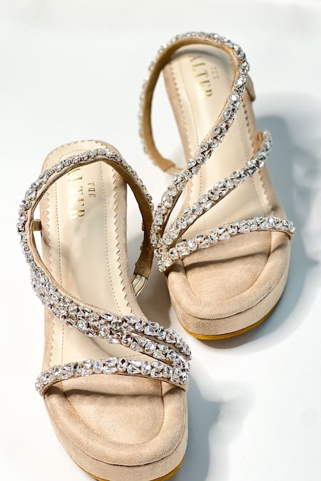 The Alter Beige Crystals Kiara Embellished Wedges Online at Aza Fashions The Alter_Beige Crystals Kiara Embellished Wedges _Online_at_Aza_Fashions