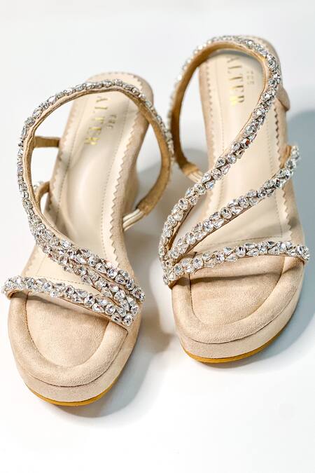 Buy The Alter Beige Crystals Kiara Embellished Wedges Online at Aza Fashions Buy_The Alter_Beige Crystals Kiara Embellished Wedges _Online_at_Aza_Fashions