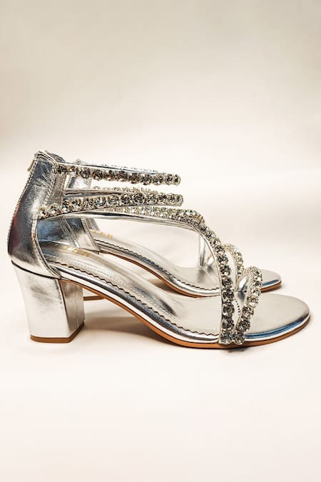 Buy The Alter Silver Rhinestones Serena Embellished Block Heels Online at Aza Fashions Buy_The Alter_Silver Rhinestones Serena Embellished Block Heels _Online_at_Aza_Fashions