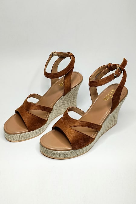 Shop The Alter Brown Emily Cut-out Strap Wedges at Aza Fashions Shop_The Alter_Brown Emily Cut-out Strap Wedges _at_Aza_Fashions